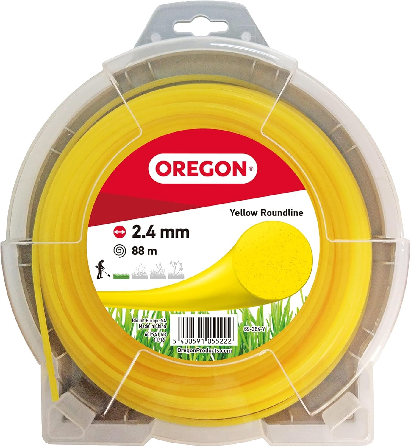 Oregon 2.4mm x 88m Yellow Round Strimmer Line